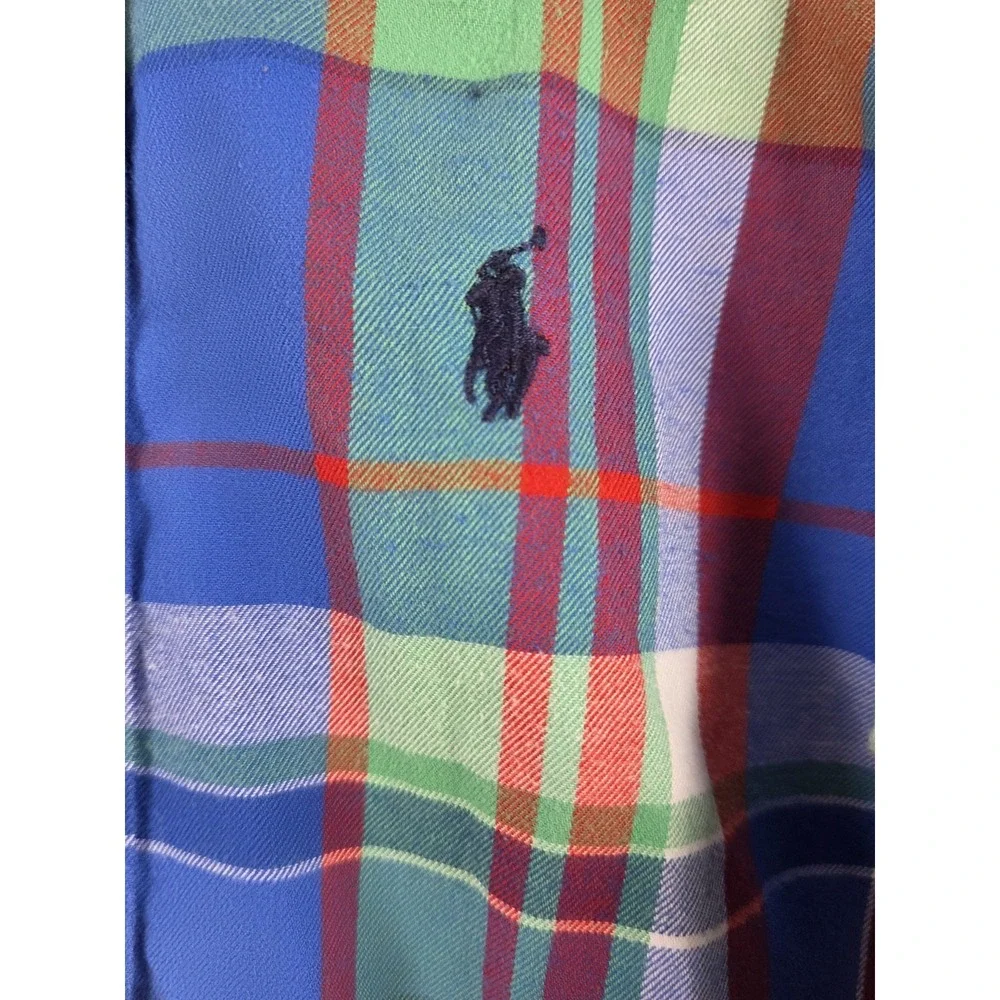 Ralph Lauren Boys 5 Shirt Blue Multi Plaid Oxford‎ Long Sleeve Button Up Preppy